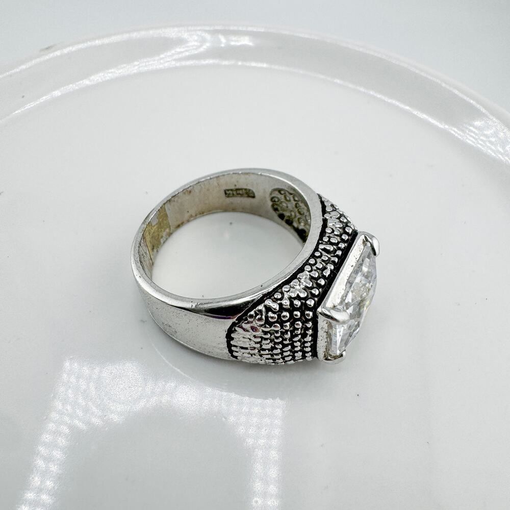 Vintage Textured Rectangle Statement Ring Chunky … - image 8